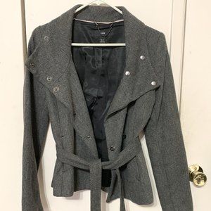 H&M Grey Jacket with Tie Waist Detail US Size 2